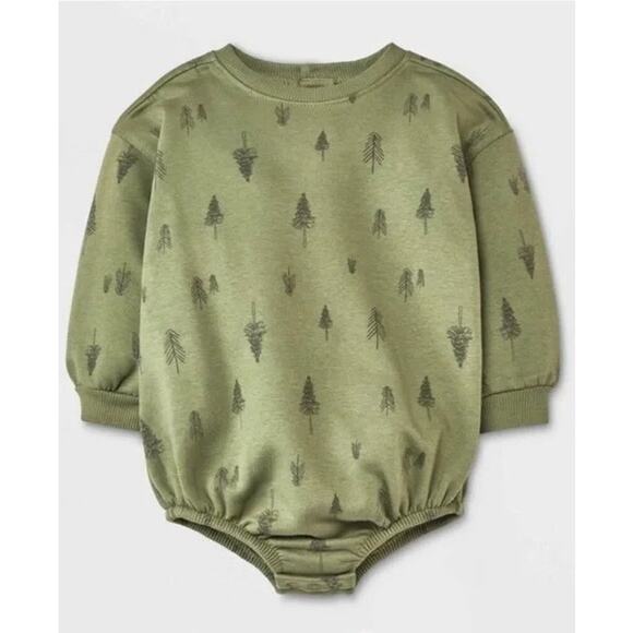 Grayson Collective Baby Bubble Long Sleeve Romper Green 0-3 Months NWT - Picture 4 of 4